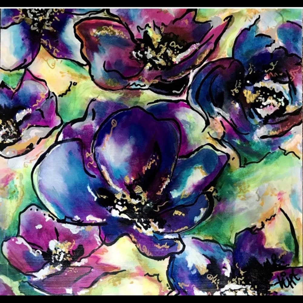 Original contemporary painting 18”x18” canvas